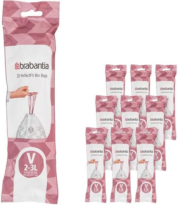 Brabantia Type V PerfectFit Jaarverpakking Afvalzak 2-3 Liter 200 Stuks