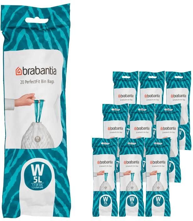 Brabantia Type W PerfectFit Jaarverpakking Afvalzak 5 Liter 200 Stuks