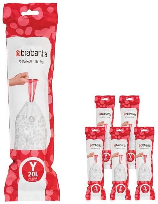 Brabantia Type Y PerfectFit Jaarverpakking Afvalzak 20 Liter 120 Stuks