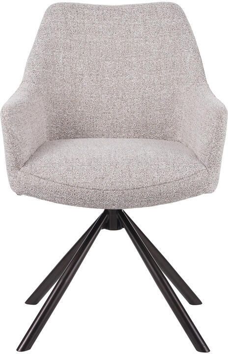 Bronx71 Draaibare eetkamerstoel Kay draaibaar gemêleerde stof off white bruin stoel - Foto 3