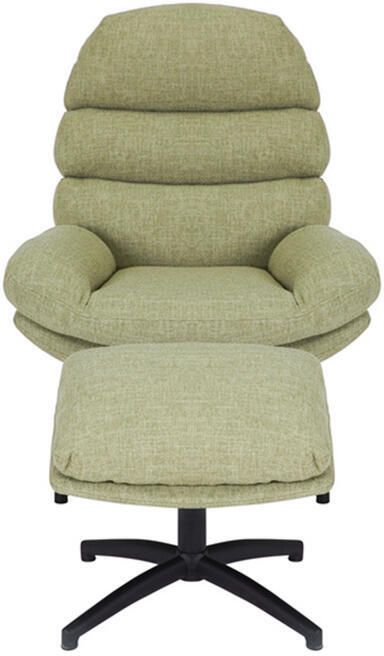 Bronx71 Draaifauteuil met hocker Palma linnen olijfgroen. - Foto 3