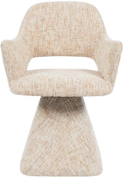 Bronx71 Eetkamerstoel Josh draaibaar chenille beige stoel - Foto 3