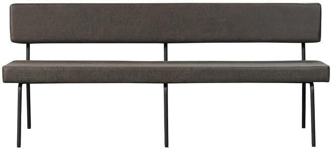 Bronx71 Industriële eetkamerbank Espen antraciet eco-leer 190 cm eettafelbank eetbank - Foto 3