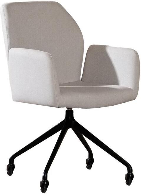 Bronx71 Scandinavische eetkamerstoel op wieltjes Runa gerecyclede stof grijs stoel - Foto 4