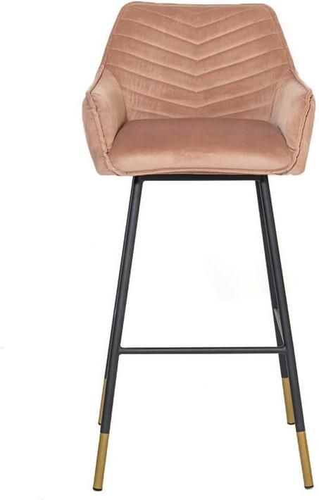 Bronx71 Velvet barkruk Fiona roze 65-78 cm Barkrukken set van 2 barstoel - Foto 2