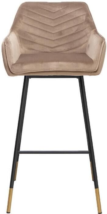 Bronx71 Velvet barkruk Fiona taupe 65-78 cm Barkrukken set van 2 barstoel - Foto 2