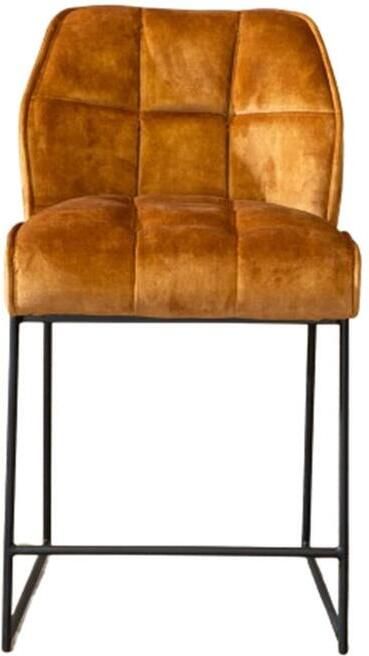 Bronx71 Velvet barkruk Janna okergeel 70 cm barstoel - Foto 2