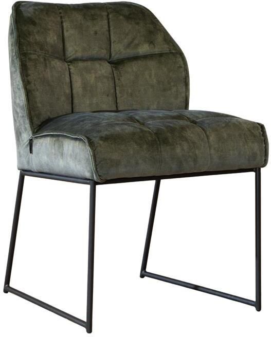 Bronx71 Velvet eetkamerstoel Janna groen stoel - Foto 2