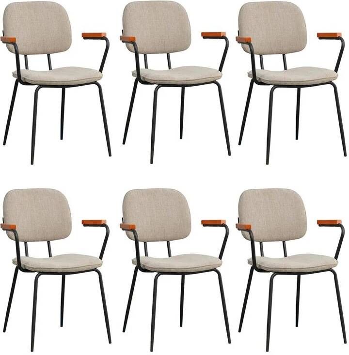 Bronx71 Scandinavische eetkamerstoel Oskar taupe gerecyclede stof Eetkamerstoelen set van 6