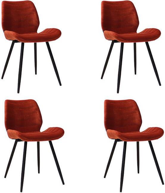 Bronx71 Velvet eetkamerstoel Toby koper Eetkamerstoelen set van 4