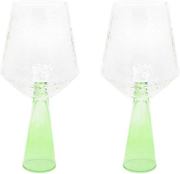 Brût Homeware Wijnglas Claude helder | groen set van 2