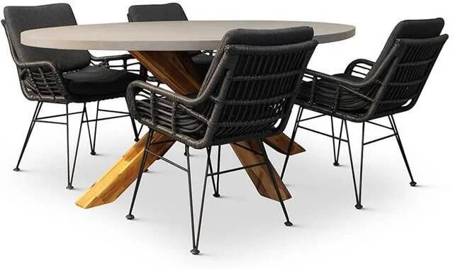 BUITEN living Livorno|Carlos Charcoal dining tuinset 5-delig |