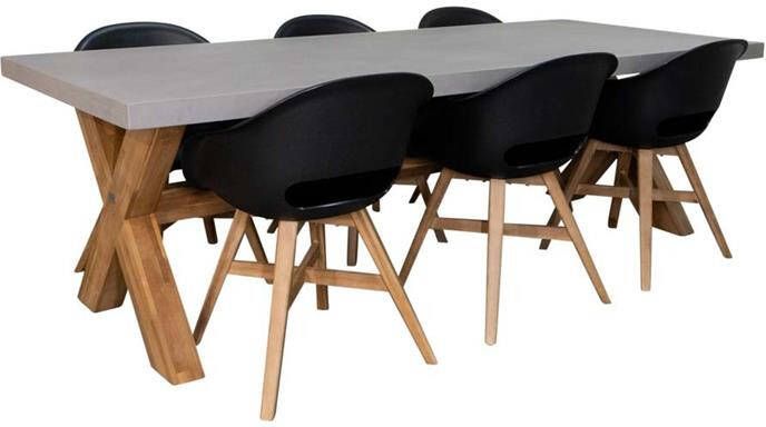 BUITEN living Norwich|Karlstad zwart dining tuinset 7-delig |