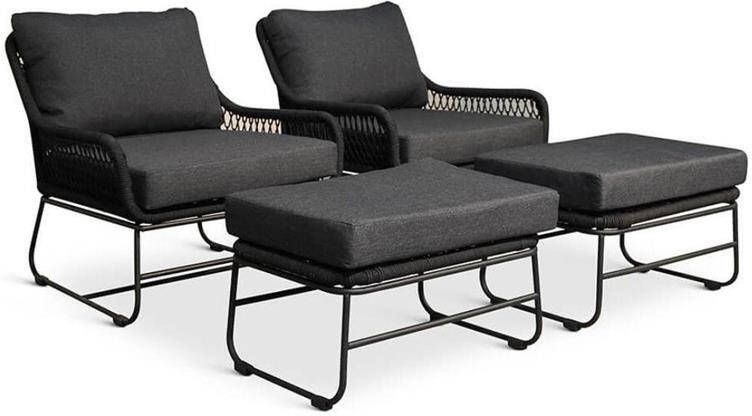 BUITEN living Portofino lounge balkonset 4-delig | hardhout + rope |