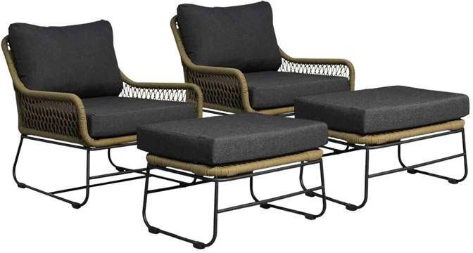 BUITEN living Portofino lounge balkonset 4-delig | hardhout + rope |