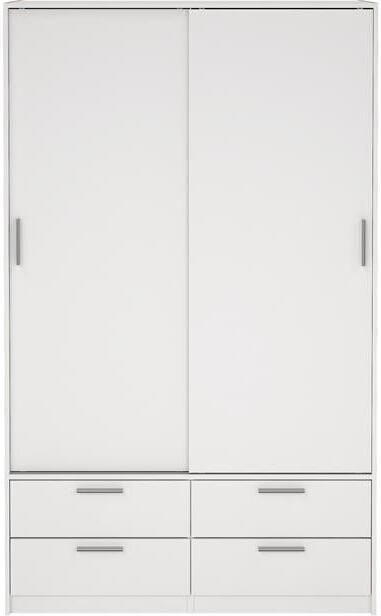 Hioshop Line kledingkast Schuifdeurkast met 2 deuren en 4 lades wit. - Foto 3