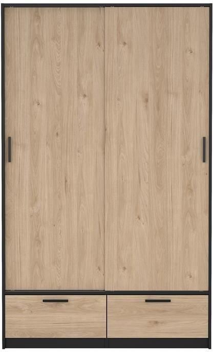 By fonQ basic Slim Kledingkast B 121 2 Eiken met zwarte rand