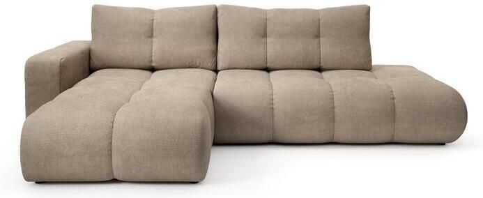 By fonQ Charme Hoekbank Links met Slaapfunctie Chenille Donkerbeige