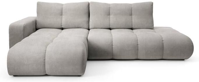 By fonQ Charme Hoekbank Links met Slaapfunctie Chenille Lichtgrijs