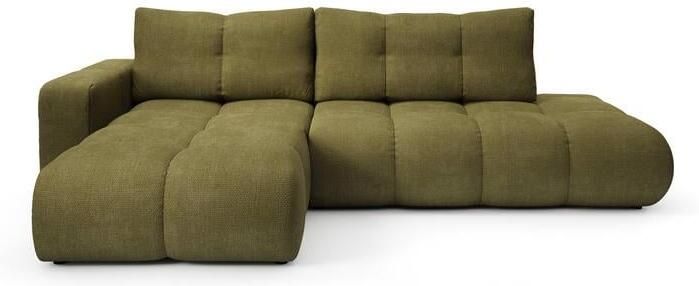 By fonQ Charme Hoekbank Links met Slaapfunctie Chenille Olijfgroen