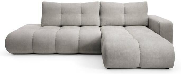 By fonQ Charme Hoekbank Rechts met Slaapfunctie Chenille Lichtgrijs