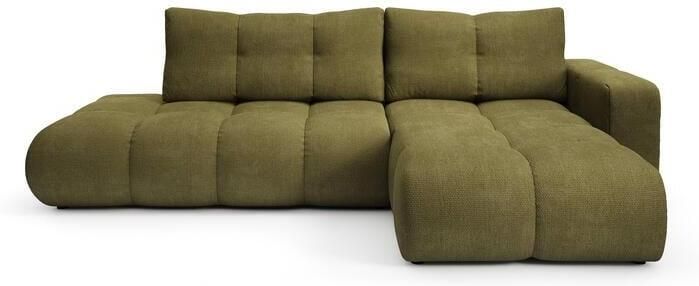 By fonQ Charme Hoekbank Rechts met Slaapfunctie Chenille Olijfgroen