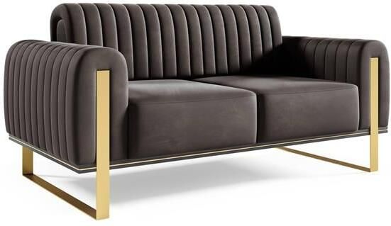 By fonQ Elite 2-zitsbank Fluweel Donkergrijs