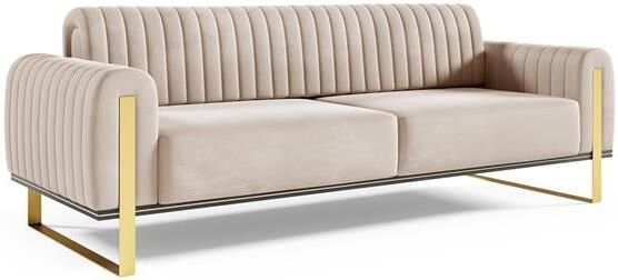 By fonQ Elite 3-zitsbank Fluweel Crème