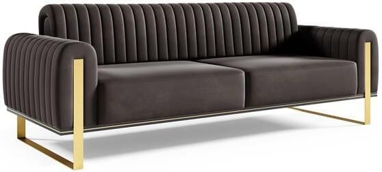 By fonQ Elite 3-zitsbank Fluweel Donkergrijs