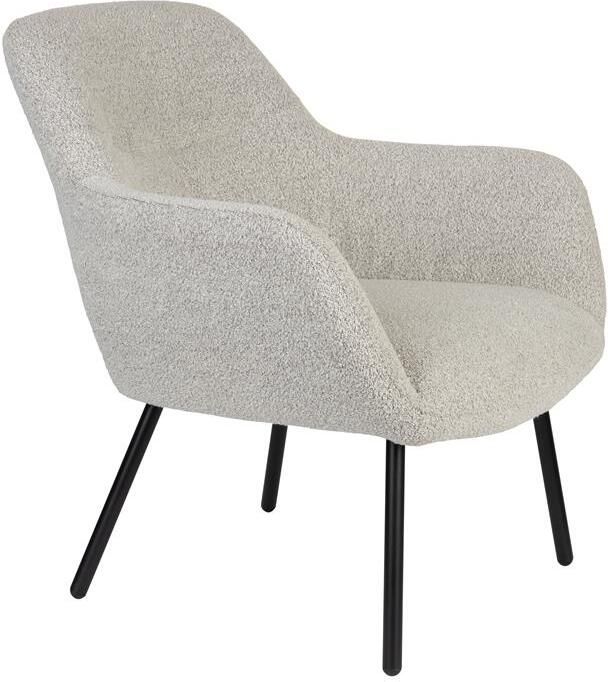 Housecraft living Feliz Lifestyle Dude Loungestoel Fauteuil Bouclé stof Beige Wit - Foto 2