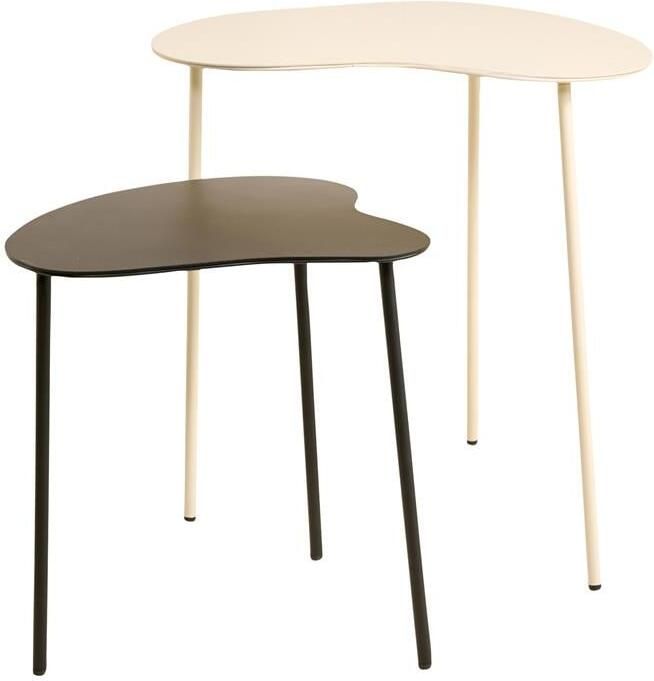 By fonQ Flowy Bijzettafel Set van 2 Zwart Crème