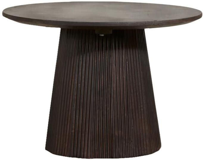 By fonQ Grand Bijzettafel Donkerbruin Mangohout Ø 60 cm - Foto 2