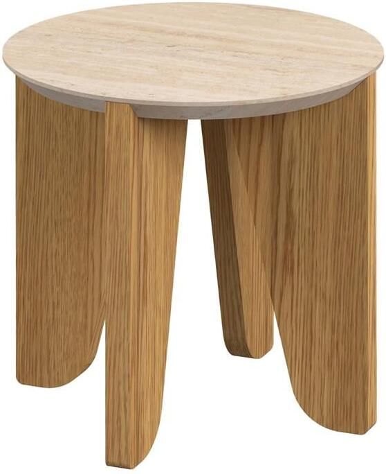 Giga Living Bijzettafel Travertinlook MDF 50x50x50 cm Bijzettafel Derk - Foto 3