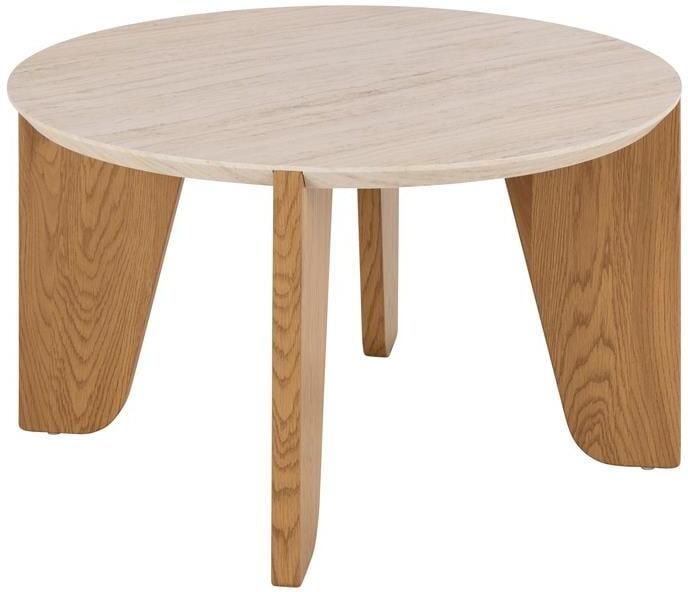 Bendt Ronde Salontafel Mikeya Travertin look 80cm Beige Japandi - Foto 2
