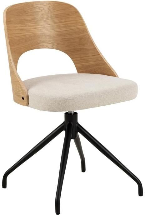 Giga Living Eetkamerstoel Beige Draaibaar 48x53x79 cm Stof & Staal Eetkamerstoel Lucas - Foto 3