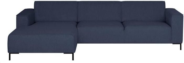 By fonQ Loft Hoekbank met Chaise Longue Links Chenille Donkerblauw