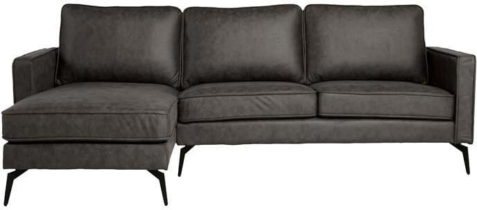 By fonQ Milan Hoekbank met Chaise Longue 3-zitsbank Links Rechts Microleder Antraciet