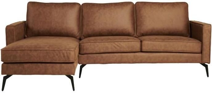 By fonQ Milan Hoekbank met Chaise Longue 3-zitsbank Links Rechts Microleder Cognac