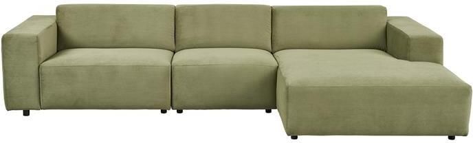 By fonQ Nova Hoekbank met Chaise Longue Rechts Rib Groen