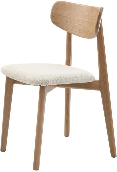 Giga Meubel Giga Living Eetkamerstoel Wit Bouclé Naturel Eiken 50x46x81cm Elim - Foto 2