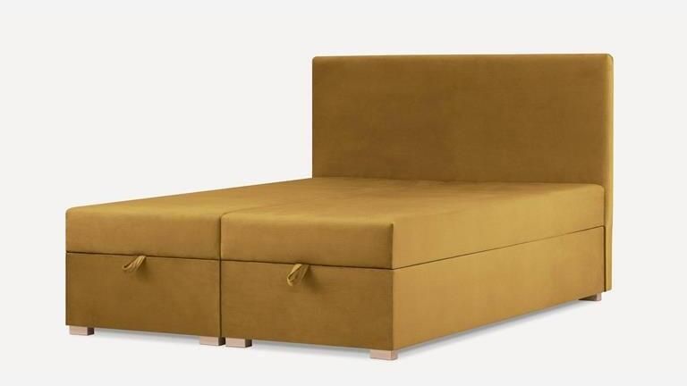 By fonQ Ora Boxspring met Relaxfunctie 160 x 200 cm Fluweel Okergeel