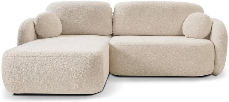 By fonQ Orin Hoekbank Links met Slaapfunctie Bouclé Ivoor