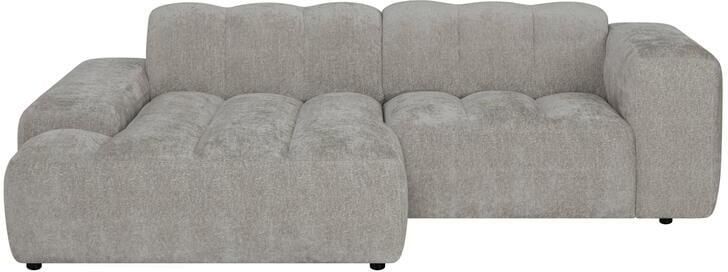 By fonQ Plume 2 5-zits Hoekbank met Chaise Longue XL Links Chenille Grijs