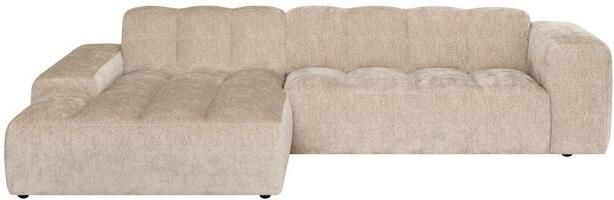 By fonQ Plume 3-zits Hoekbank met Chaise Longue XL Links Chenille Beige