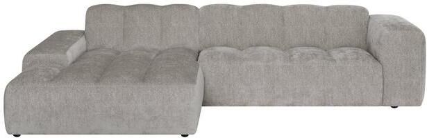 By fonQ Plume 3-zits Hoekbank met Chaise Longue XL Links Chenille Grijs