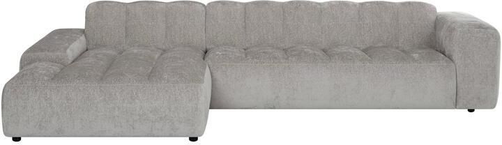 By fonQ Plume 4-zits Hoekbank met Chaise Longue XL Links Chenille Grijs