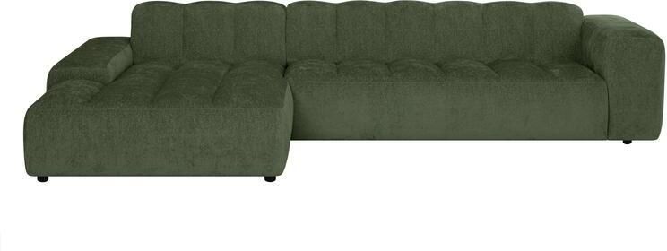 By fonQ Plume 4-zits Hoekbank met Chaise Longue XL Links Chenille Groen