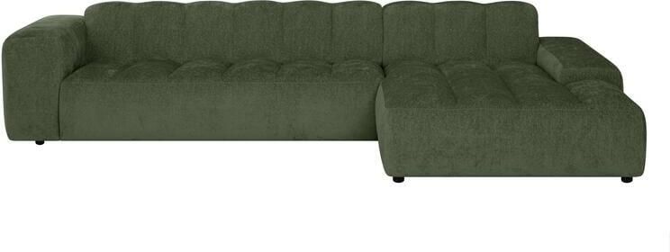 By fonQ Plume 4-zits Hoekbank met Chaise Longue XL Rechts Chenille Groen