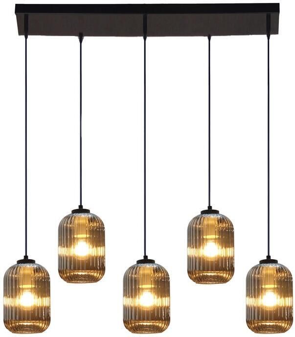 By fonQ Ribba Hanglamp 5 Lichts Smokey Glas