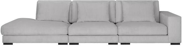 By fonQ Snug 3-zitsbank Open Eind Links Rib Lichtgrijs